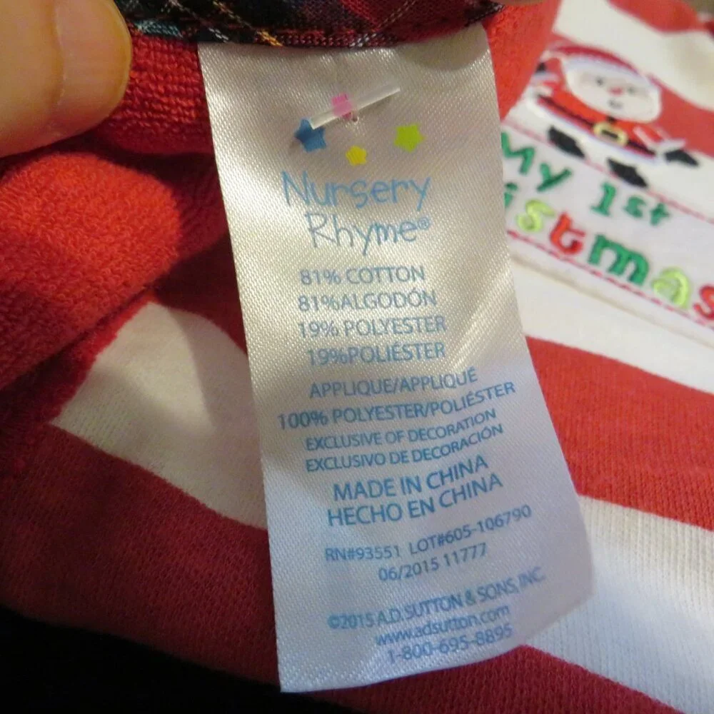 Baby my first Christmas red and white striped footed bodysuit w bib 2pcs